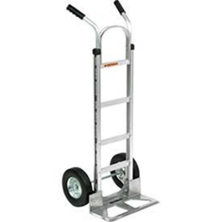 GLOBAL INDUSTRIAL Aluminum Hand Truck Double Handle, Semi-Pneumatic Wheels 168261